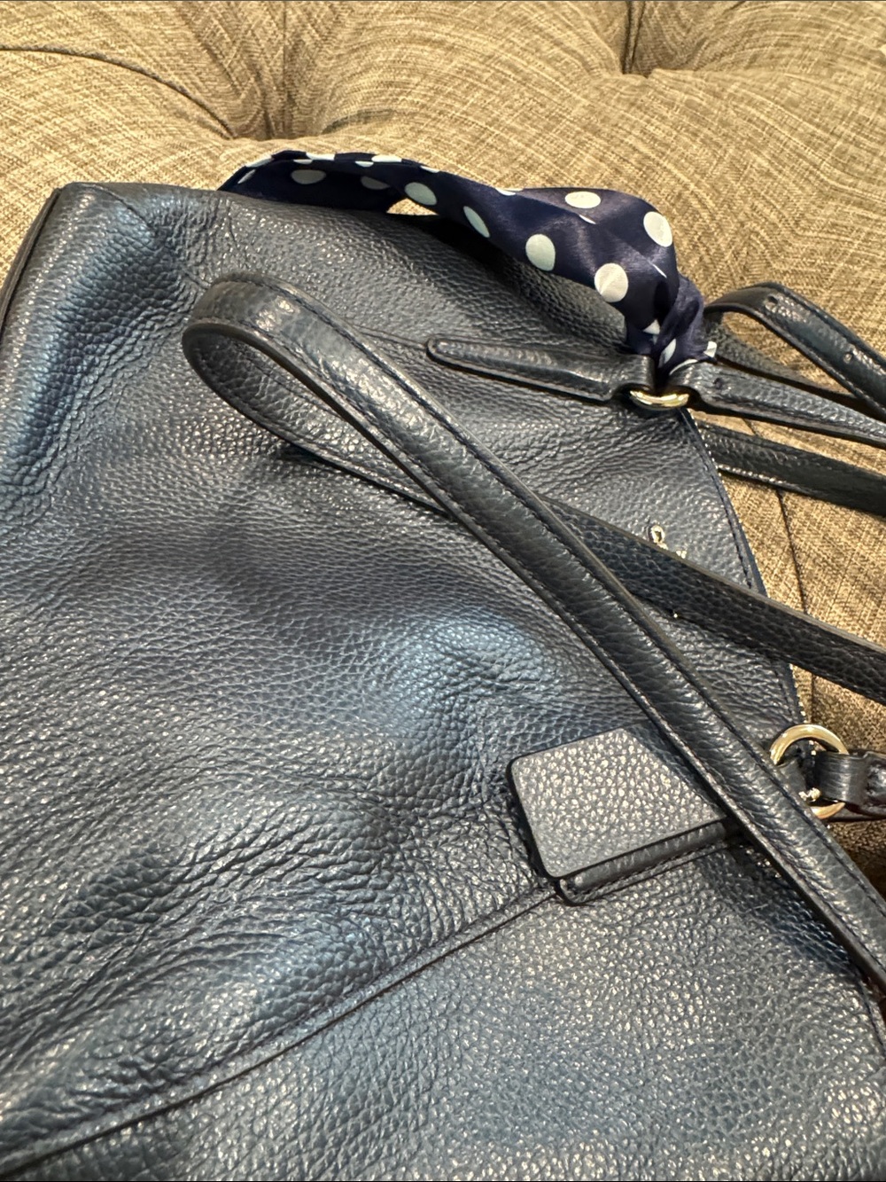 COACH Bag Mini Kelsey Pebbled Leather Metallic Navy Tote Crossbody - Picture 16 of 17